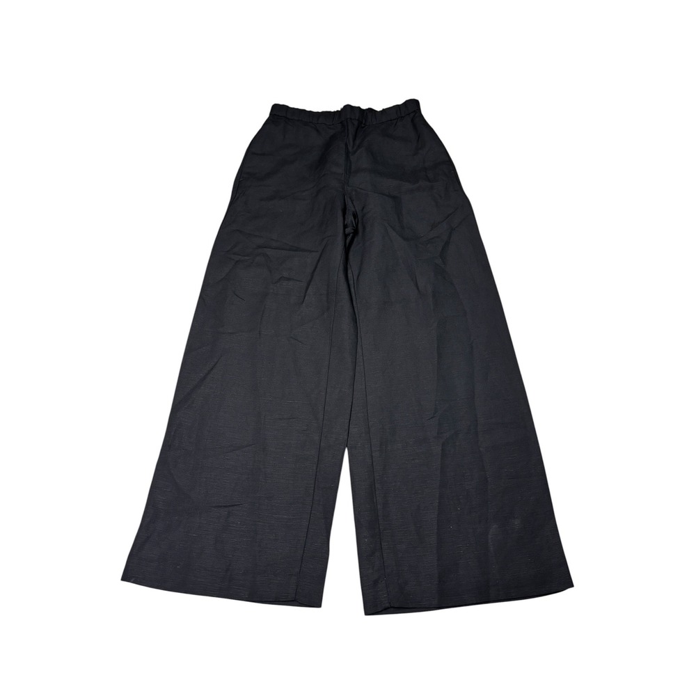 NWT Ann Taylor Black Linen Rayon Wide Leg High Rise Pants Womens SP W28 L29